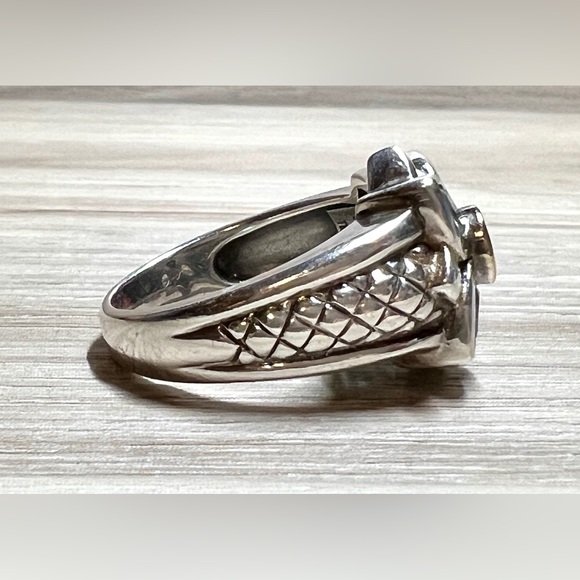 Nancy & David Sterling Silver & 14K Gold Blue Topaz & Sapphire Ring, Size 8 - Picture 5 of 10